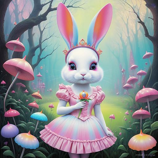 Whimsical Rabbit in Fairy Fashion Style