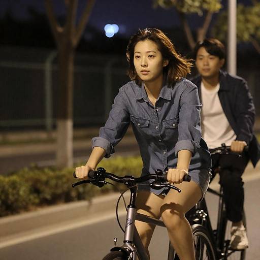 Nighttime Bicycle Ride with Streetlights