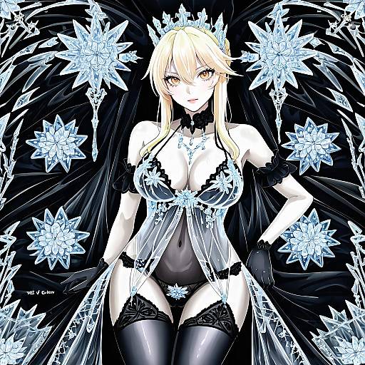 Illustration of Artoria pendragon (lancer alter) (royal icing) (fate), fate (series) in the style of Biyon