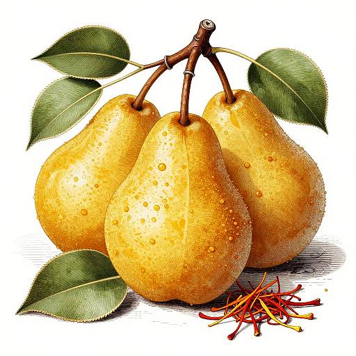 Steampunk Saffron Pear Shrub Illustration