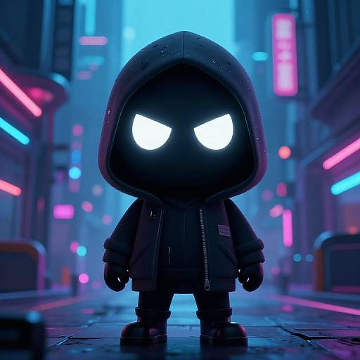 Retro Gaming Cyberpunk Hooded Figure