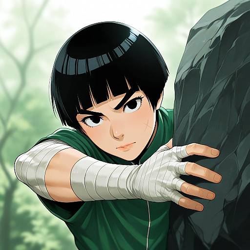 Illustration of Rock lee, naruto (series) in the style of Zuwai kani