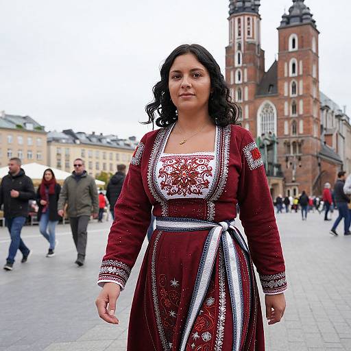 Woman in Traditional Krakowianka Costume