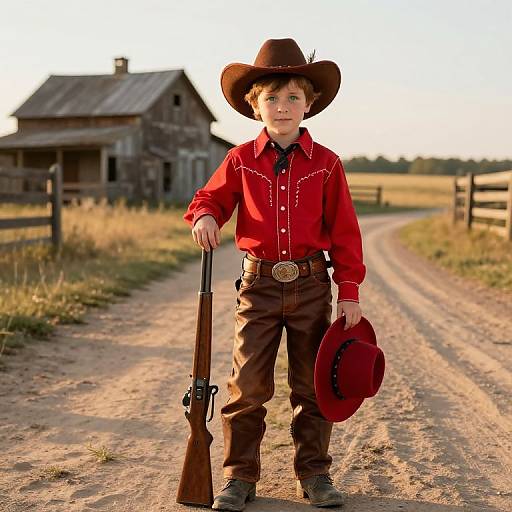 Confident Young Cowboy at Golden Hour