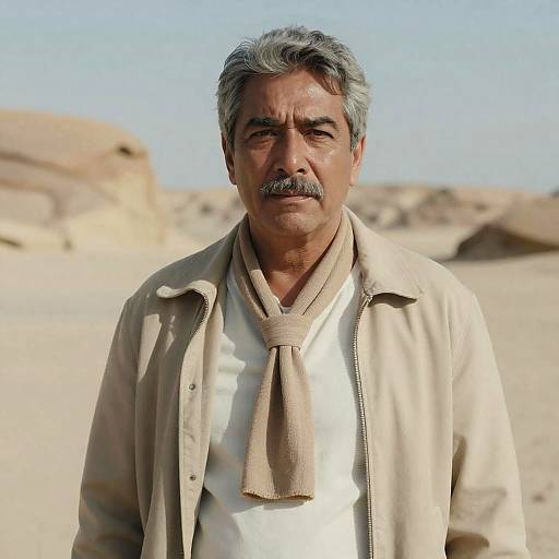 Middle-Aged Man in Desert Scene