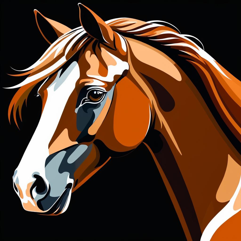 Stylized Horse Portrait in Vibrant Colors