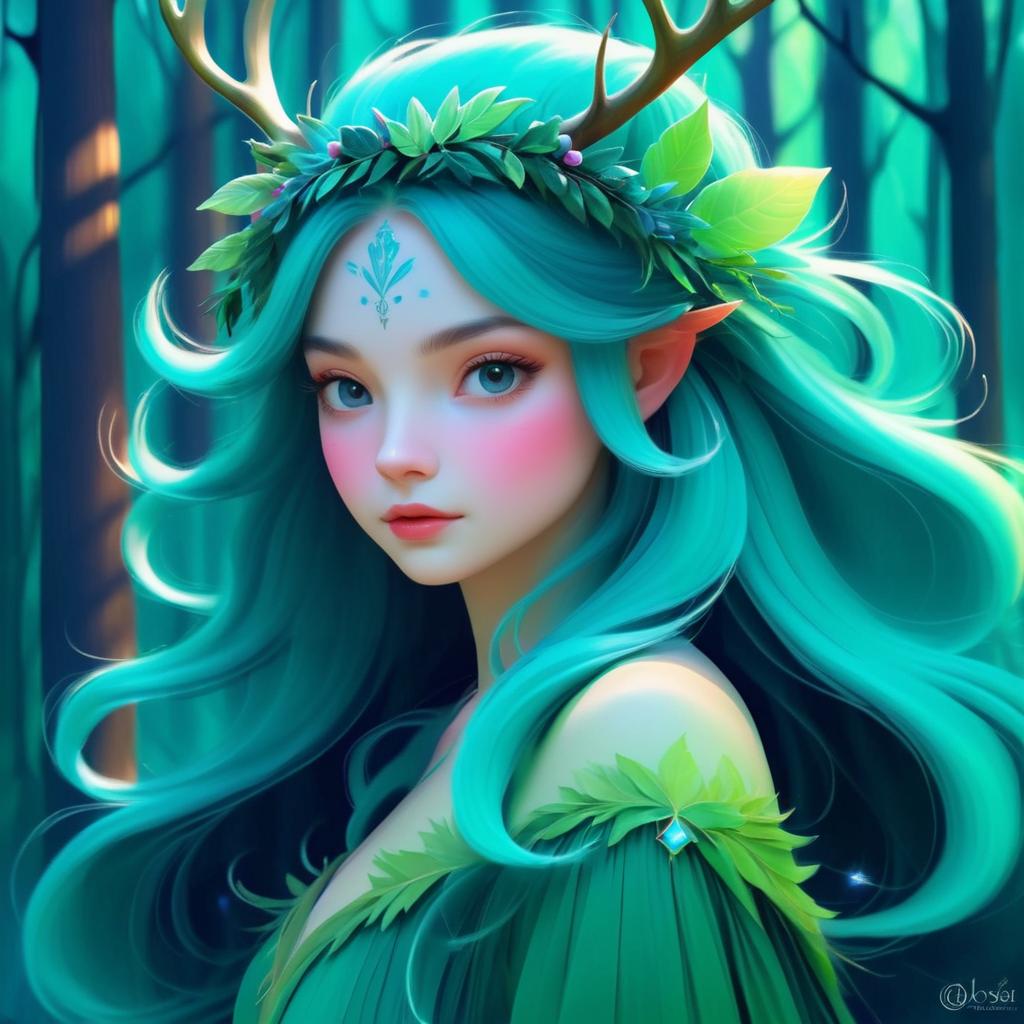 Whimsical Forest Spirit Digital Painting