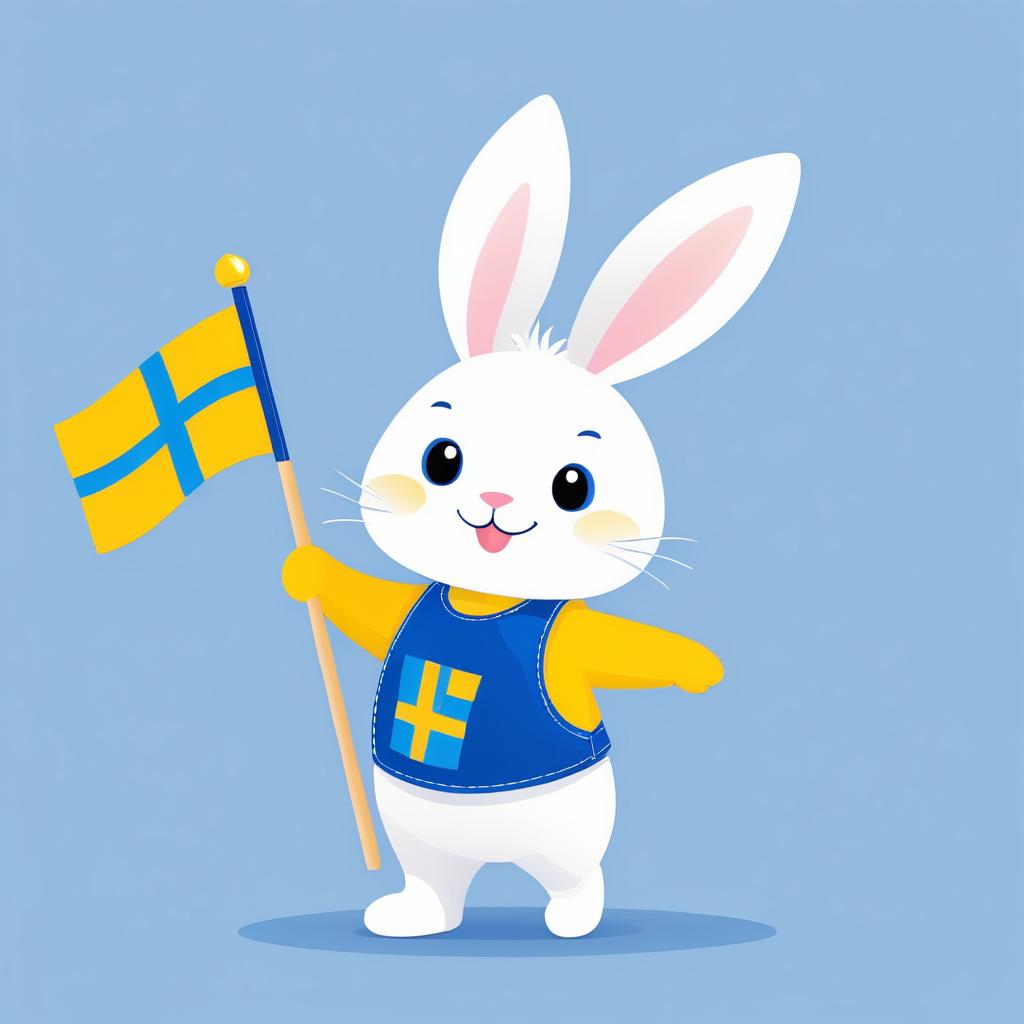 Cheerful Bunny with Swedish Flag Design