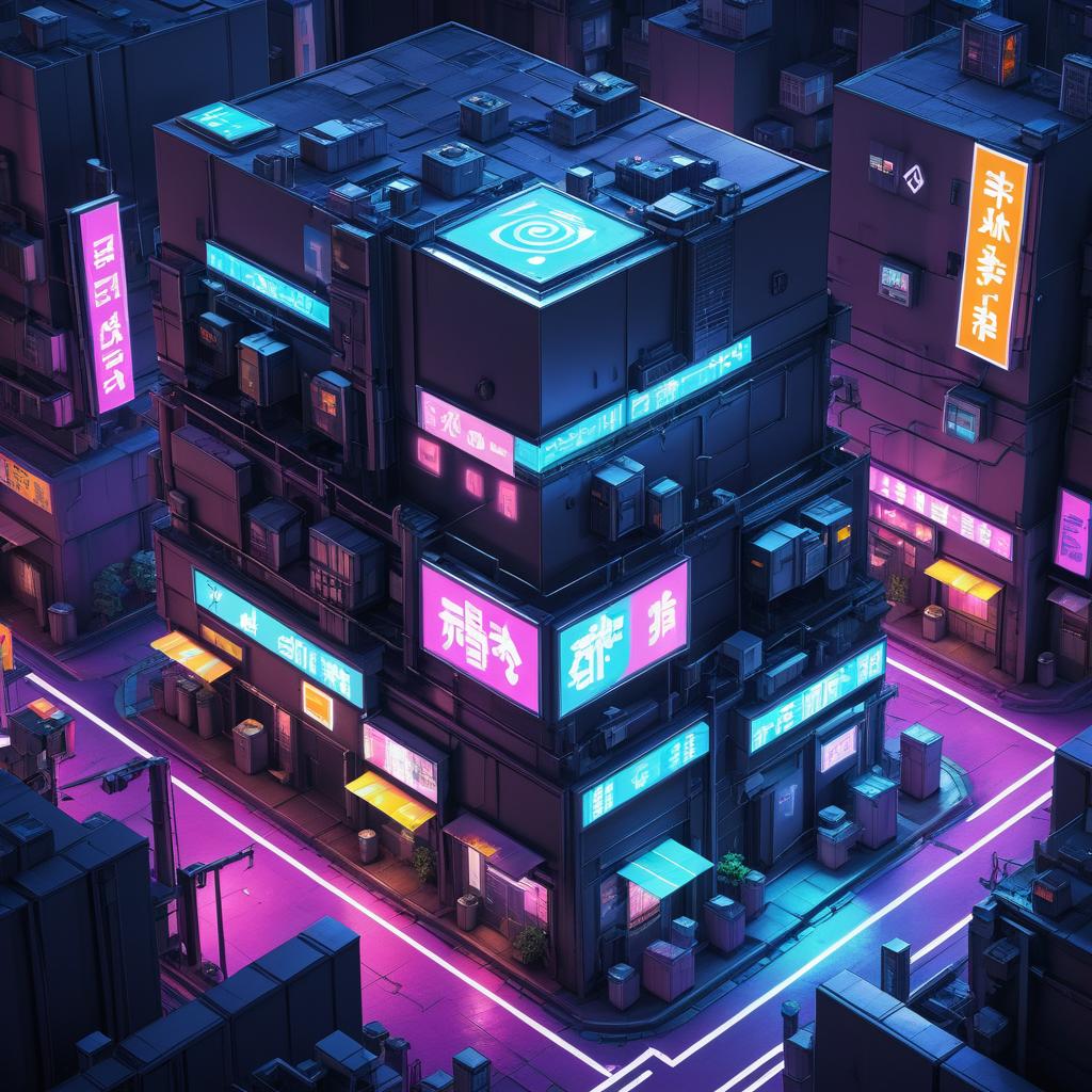 Cyberpunk Robot Asset in Isometric View