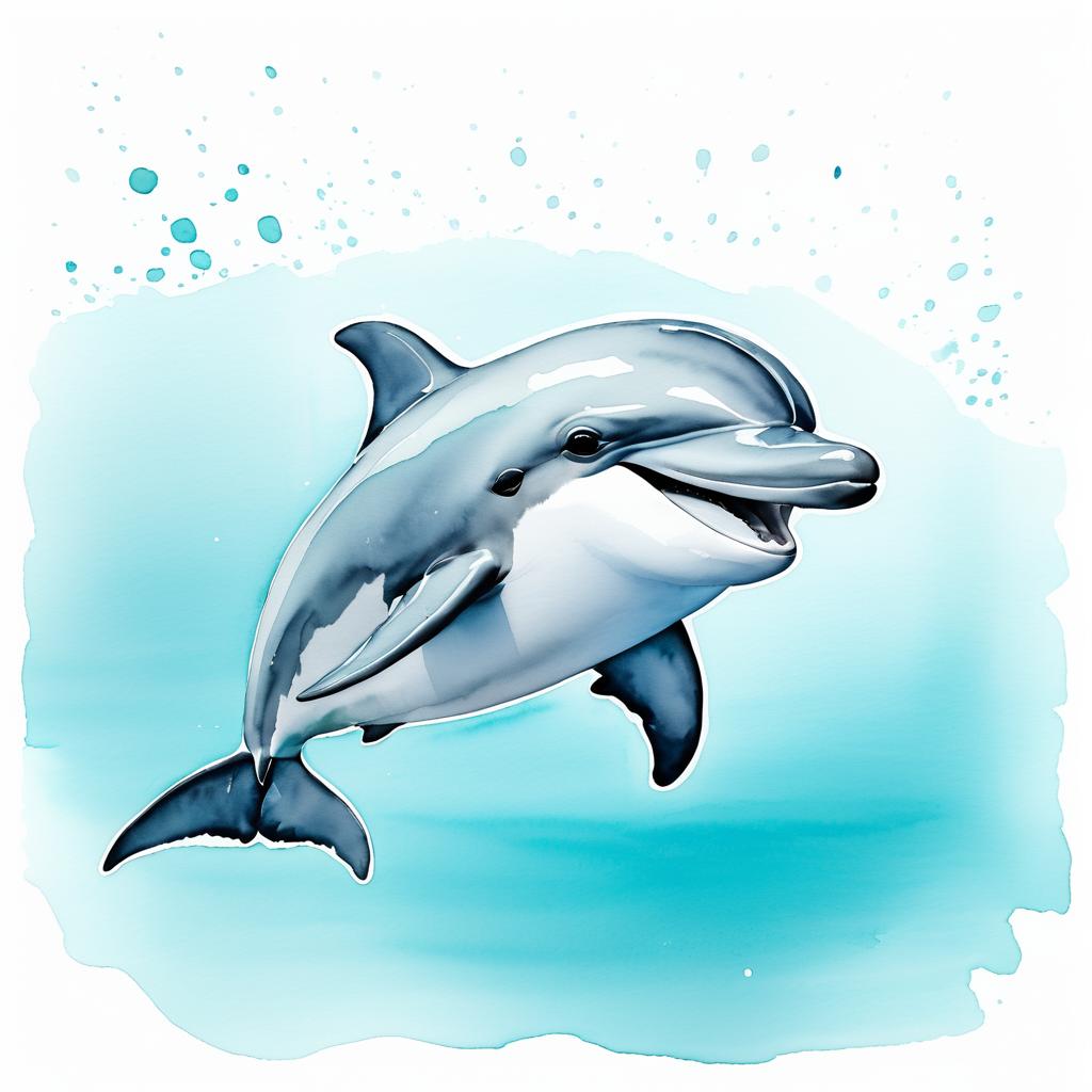 Playful Dolphin Watercolor Illustration