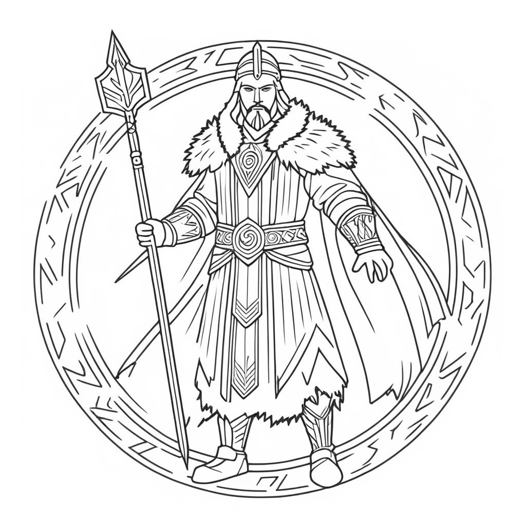 Minimalist Outline of Slavic God Perun