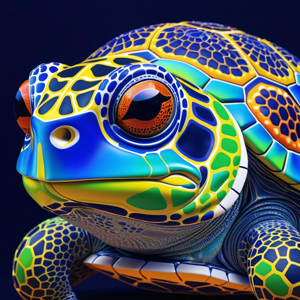 Elegant Turtle Portrait with Colorful Detail