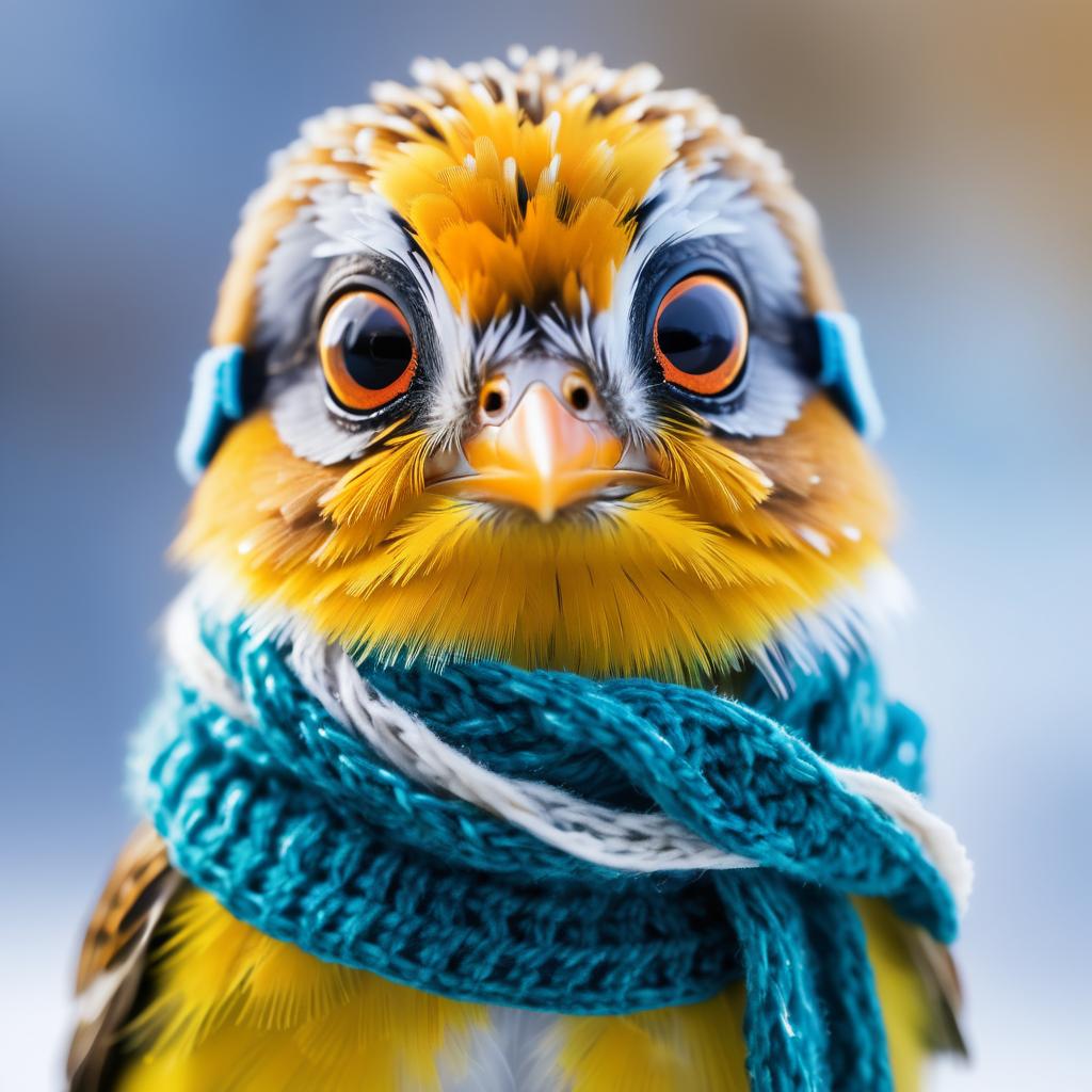 Bird in Scarf: UHD Macro Photography