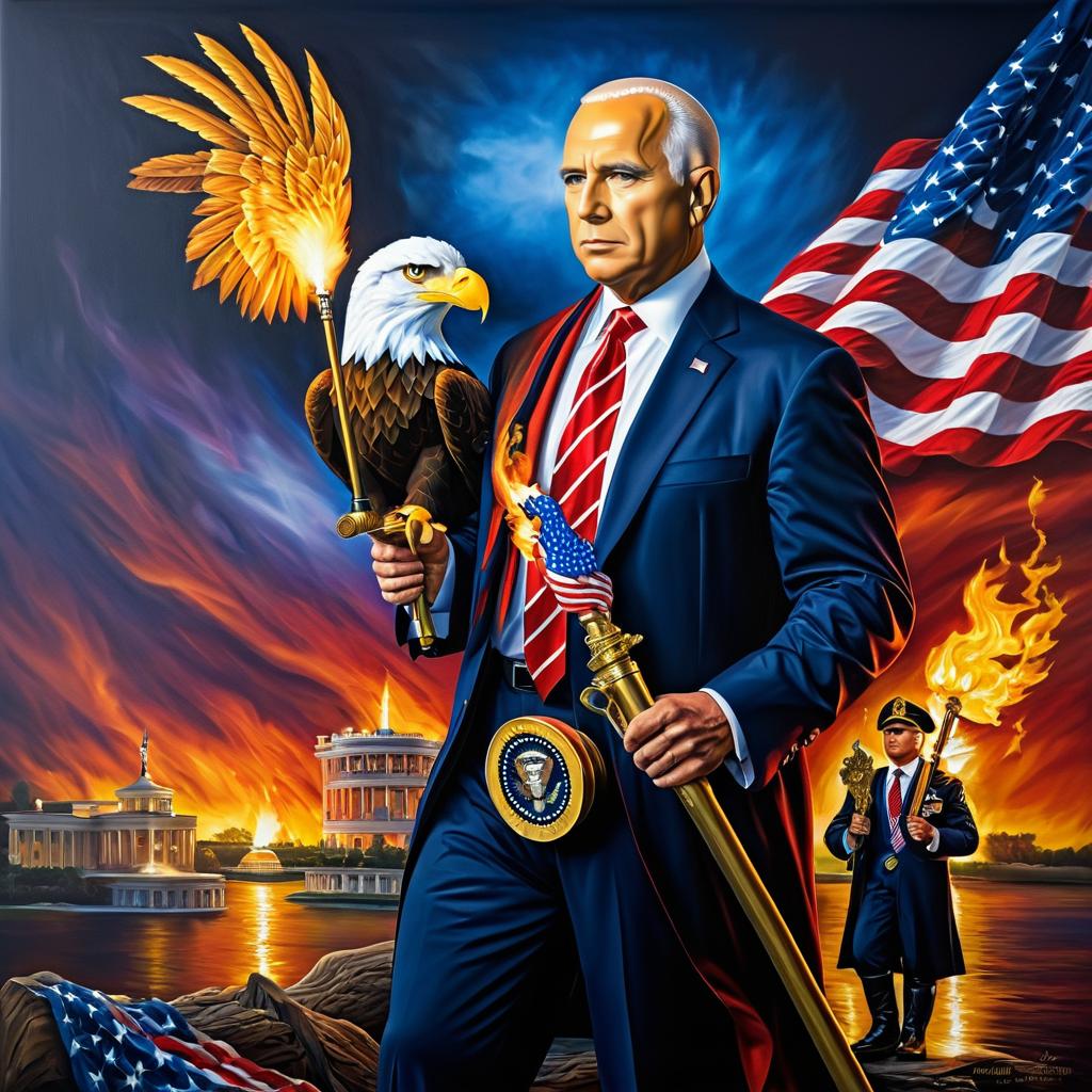 Patriotic Portrait: Eagle and Torch