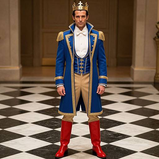 Regal Man in Vibrant Blue Coat