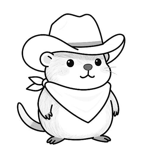 Whimsical Cartoon Mole in Cowboy Hat