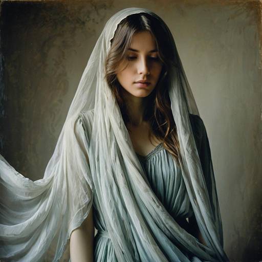 Ethereal Veiled Beauty in Watercolor