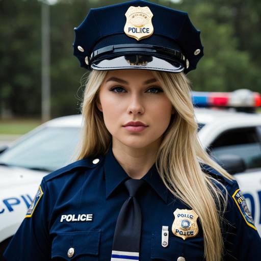 Realistic American Policewoman in Uniform