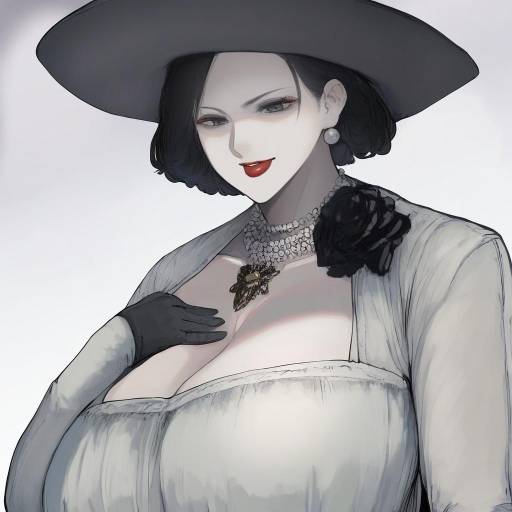Illustration of Alcina dimitrescu, resident evil in the style of Ashiyama yoshinori