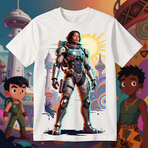 Cyberpunk Woman Astronaut T-Shirt Design