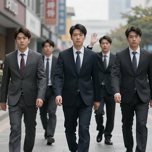 Serious Businessmen Walking in the City