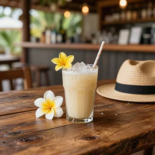 Tropical Colada Drink on Rustic Table