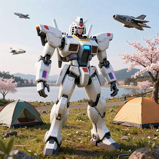 Futuristic Neon Robot Armor Scene