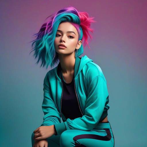Young Woman with Vibrant Two-Tone Hair