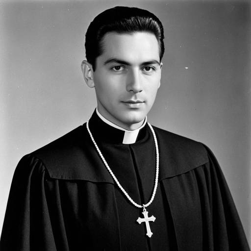 1950s Portrait of Young Priest in Black Cassock