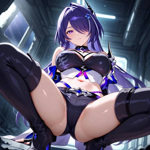 Futuristic Anime Girl with Purple Hair
