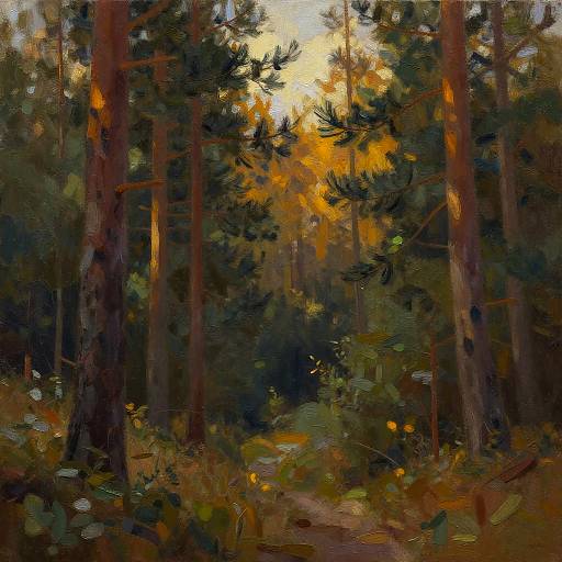 Peaceful Autumn Pine Ridge Painting