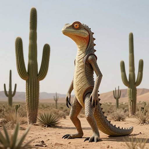 Surreal Reptilian Creature in Desert