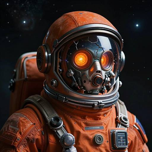 Cracked Orange Space Helmet Portrait