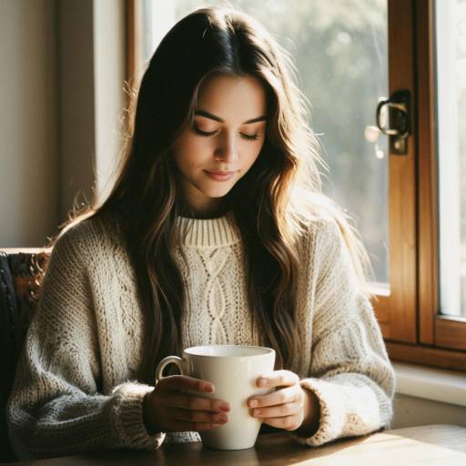Young Woman Holding White Mug Indoors