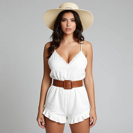 Casual Summer Woman in White Romper