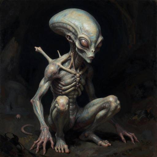 Grotesque Alien Creature in Eerie Void