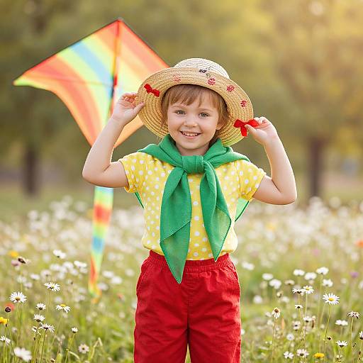 Joyful Child in Vibrant Meadow