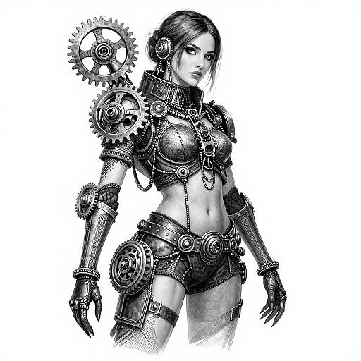 Intricate Black and White Steampunk Fashion