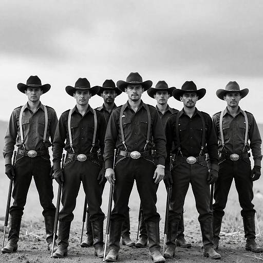 Serious Cowboys in Classic Black-and-White