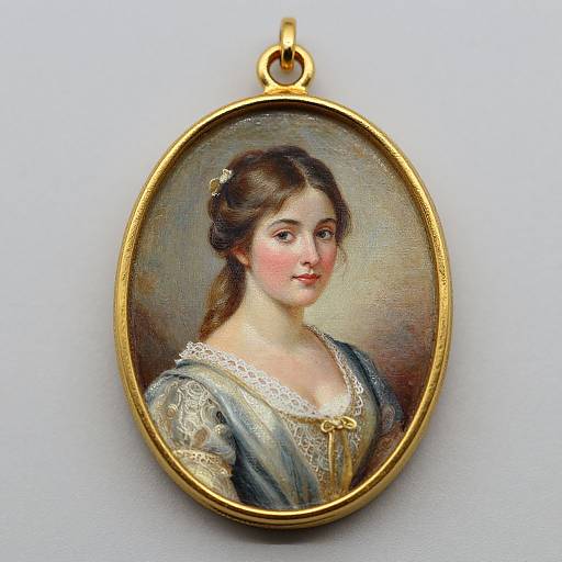 Vintage Portrait Miniature Gold Pendant