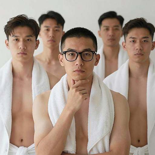 Relaxed Men in a Spa Setting