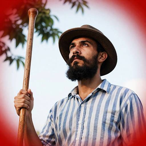 Intense Bearded Man Portrait Outdoors