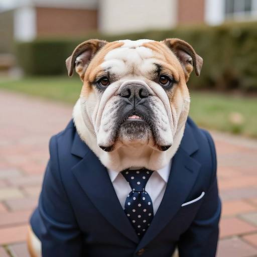 Business Bulldog in Navy Suit