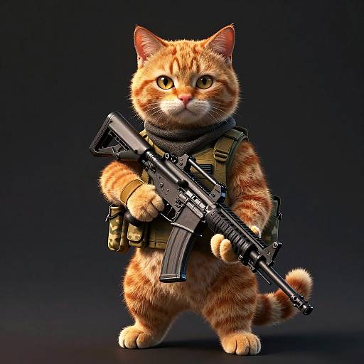 Tactical Tabby: Armored Orange Cat Soldier
