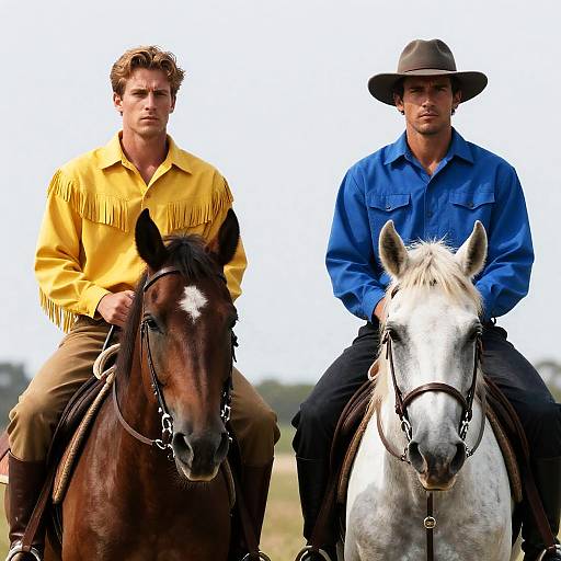 Two Men on Horses in Colorful Attire
