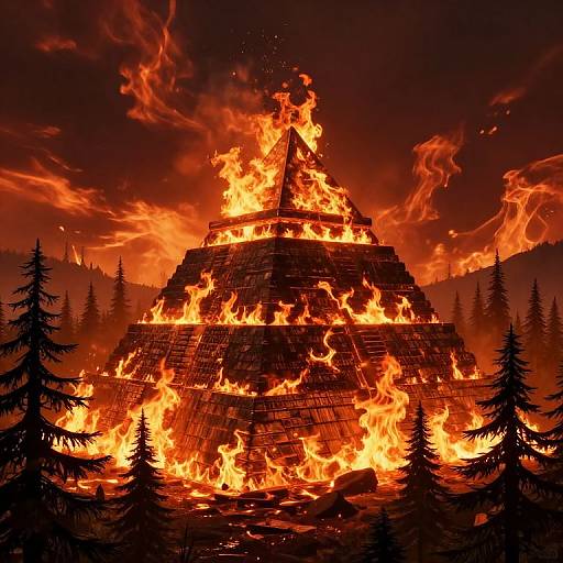 Fiery Cyberpunk Pyramid Apocalypse