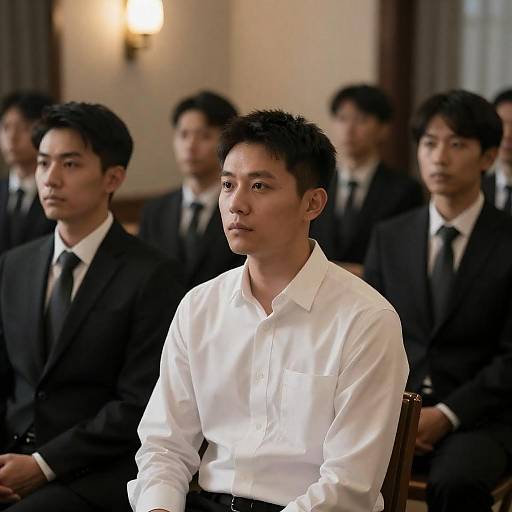 Men in Suits, Dimly Lit Room