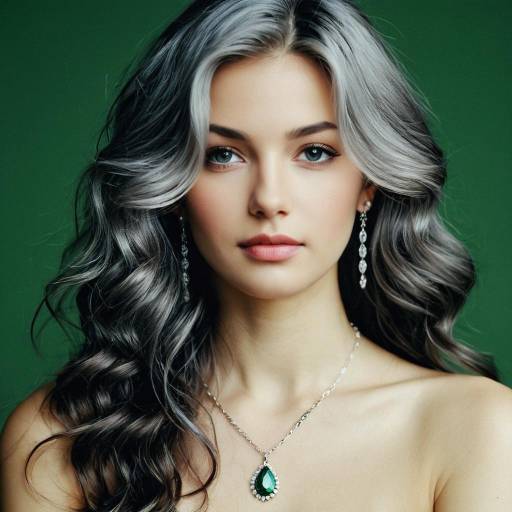 Elegant Girl with Gray Wavy Hairstyle