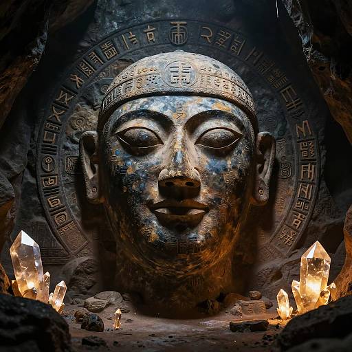 Ancient Artifact in Dark Cavern