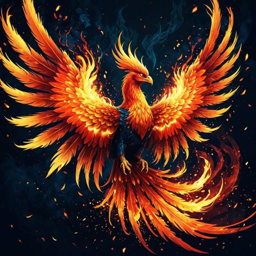 Vibrant Enchanted Phoenix in Flames